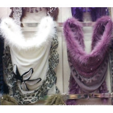 2016 latest fashion winter scarf with fur decorate